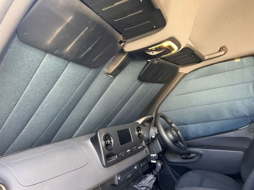 Campervan Cab Door Window Cover Pair - Tweed Navy - WanderbugUK