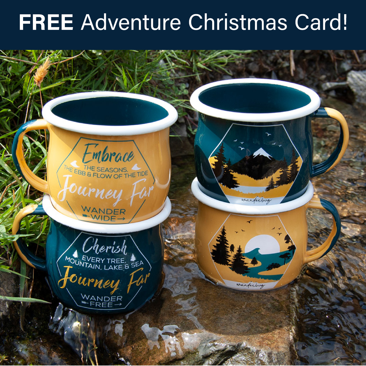 Journey Far Camping Travel Enamel Mug - Apricot - WanderbugUK