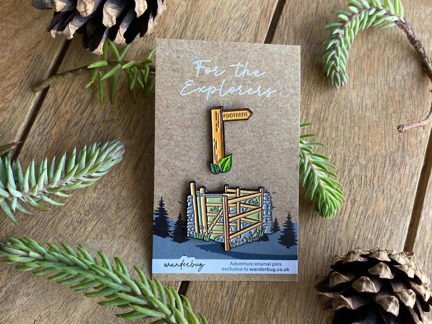 Kissing gate Hiker Enamel pin - WanderbugUK