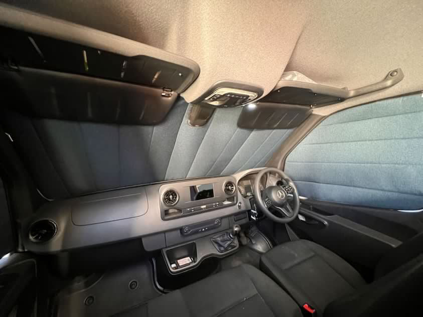 Campervan Windscreen and cab door Thermal Blackout window cover blind - Navy Tweed