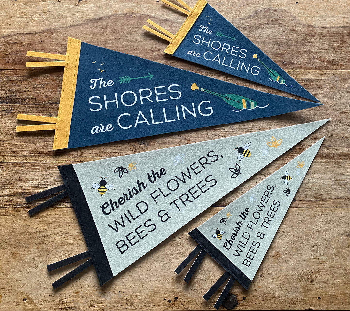 Wild flower bee felt pennant banner and Paddle sports canoe SUP felt pennant banner