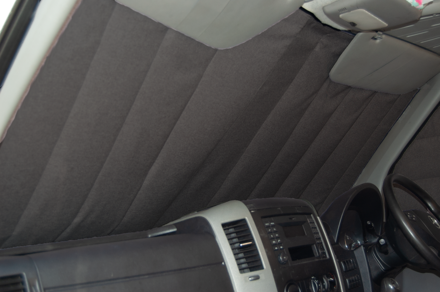 Campervan thermal Windscreen and Cab door blackout window cover blinds - handmade in the UK - Anthracite dark grey