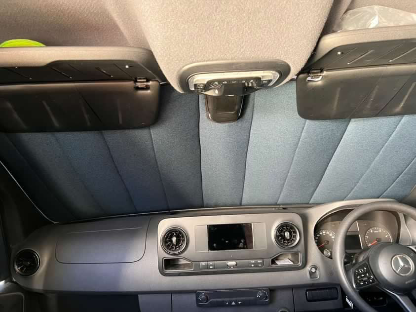 Campervan Windscreen Thermal Blackout window cover blind - Navy Tweed