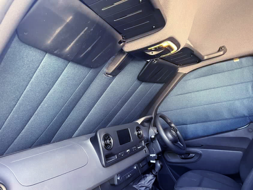 Campervan Windscreen and cab door Thermal Blackout window cover blind - Navy Tweed