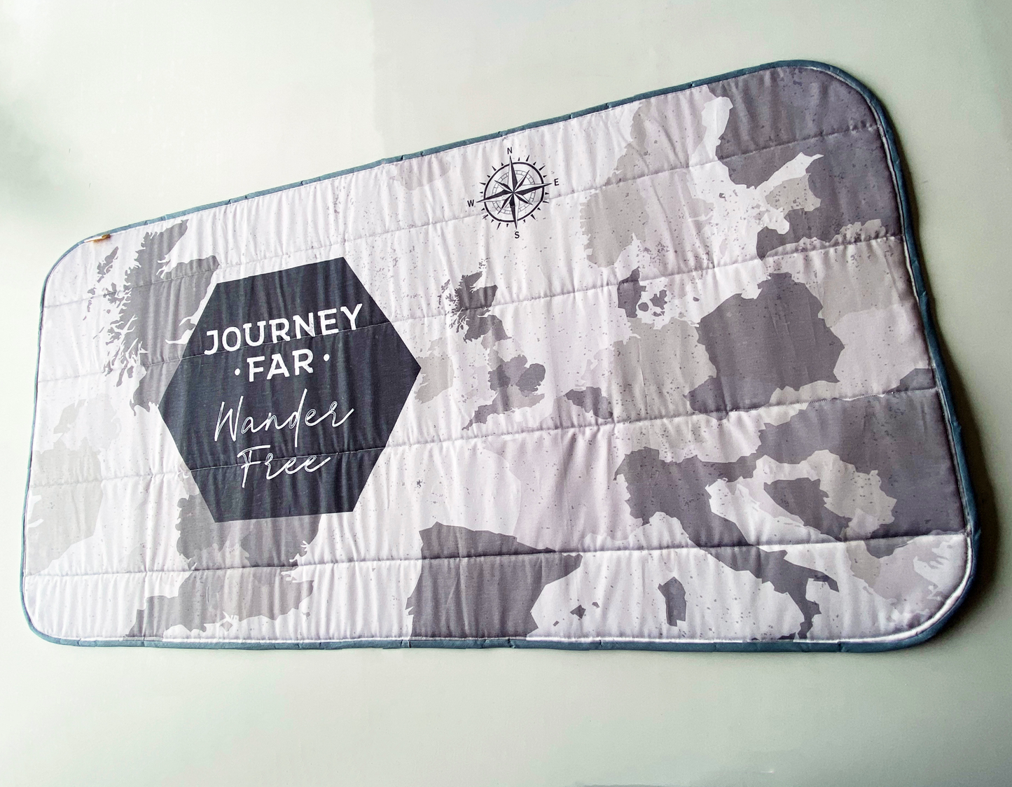 Smaller Vans - Tailgate Campervan Window Blind Cover Set - Map (Journey Far) - WanderbugUK