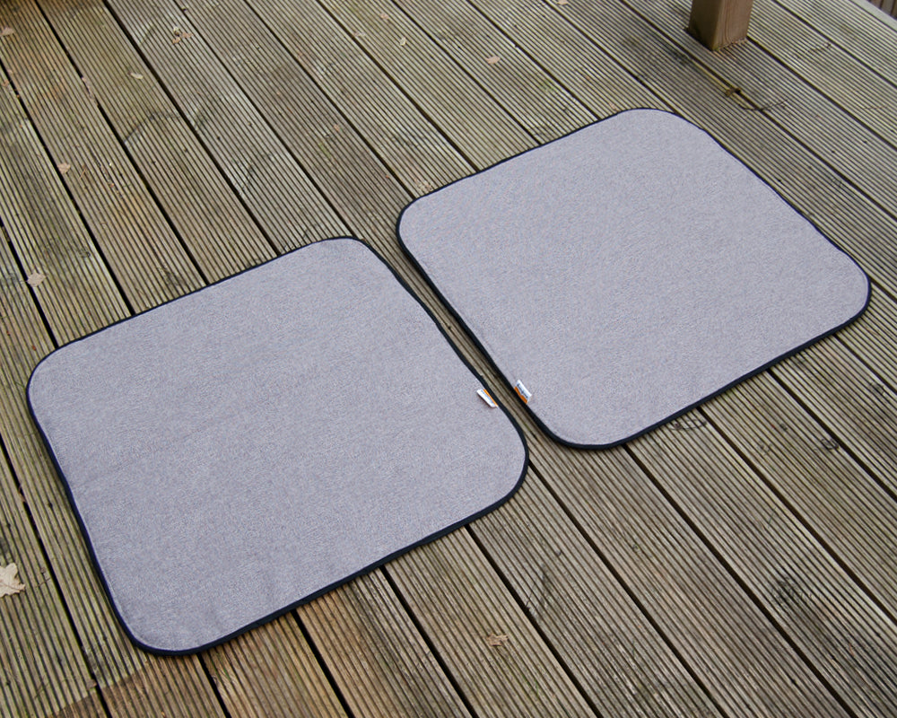 Ducato Relay Boxer Ram Promaster Rear Barn Door Window Blind Mat Cover Set - Tweed Grey - WanderbugUK