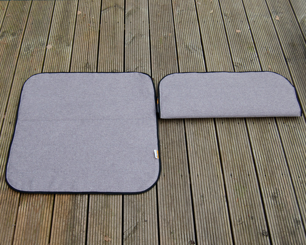 Ducato Relay Boxer Ram Promaster Rear Barn Door Window Blind Mat Cover Set - Tweed Grey - WanderbugUK