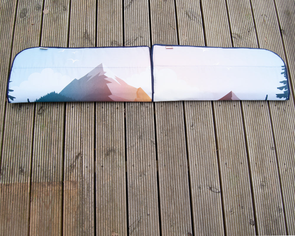 Smaller Vans - UK Passenger Front side Campervan Window Blind Cover Set - Mountain View - WanderbugUK