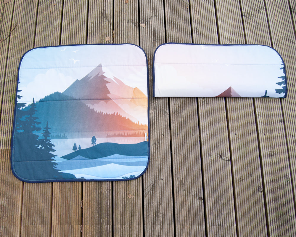 Ducato Relay Boxer Ram Promaster Rear Barn Door Window Blind Mat Cover Set - Mountain View - WanderbugUK