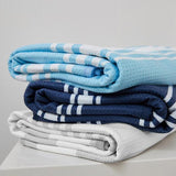 100% Recycled Quick Dry Shower Towel - Navy Stripe - WanderbugUK