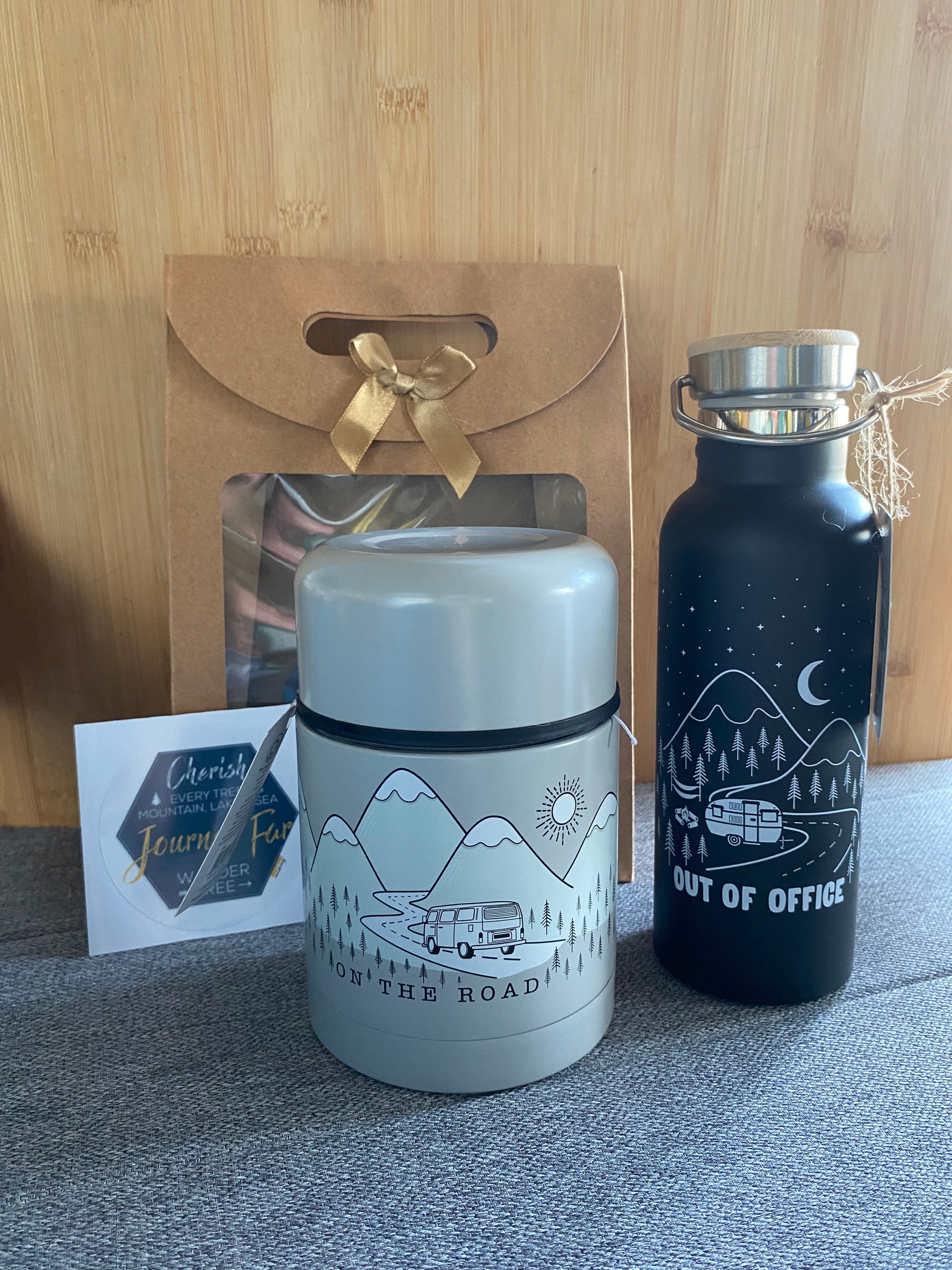 Campervan Gift Box Set - Sass & Belle Water Bottle and Thermal Food Flask - WanderbugUK