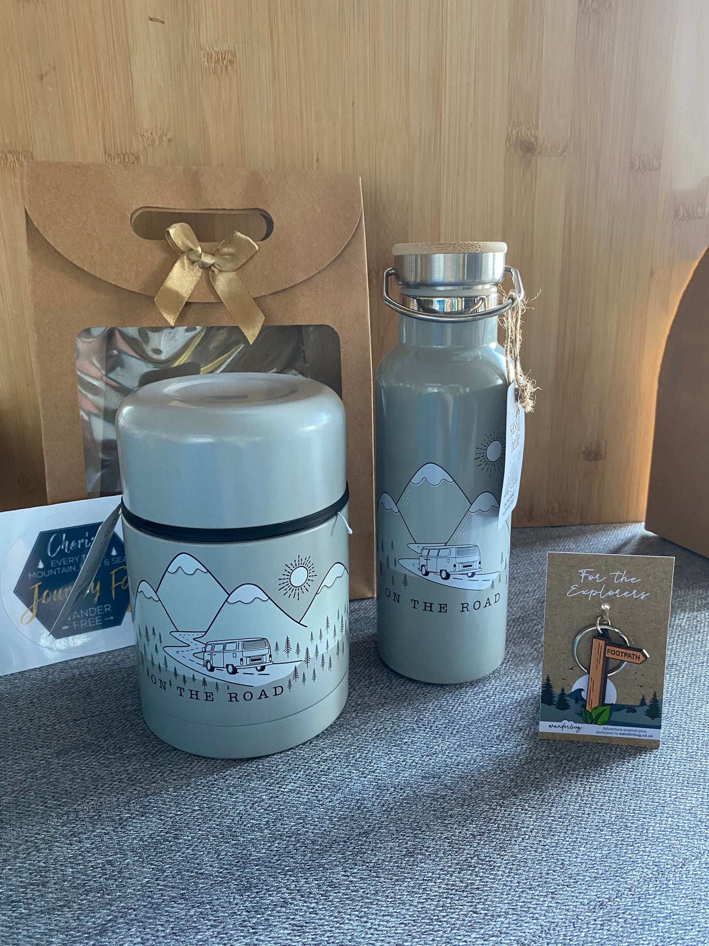 Campervan Gift Box Set - Sass & Belle Water Bottle and Thermal Food Flask & Keyring bundle - WanderbugUK
