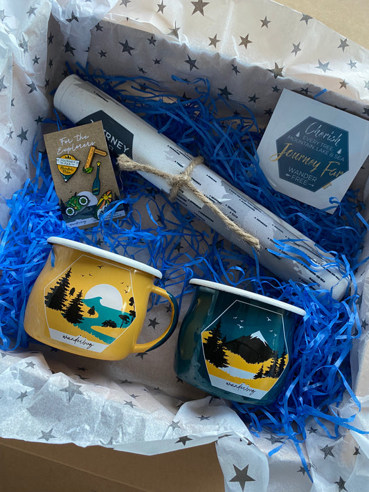 Campervan Map, Mugs & Pins Gift Box Hamper - WanderbugUK