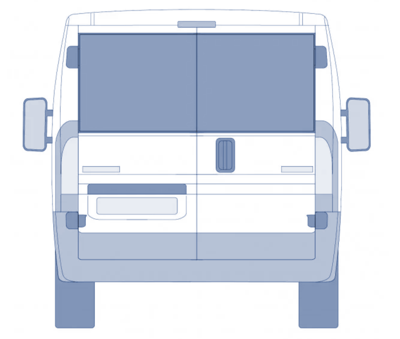 Ducato Relay Boxer Ram Promaster Rear Barn Door Window Blind Mat Cover Set - Tweed Grey - WanderbugUK