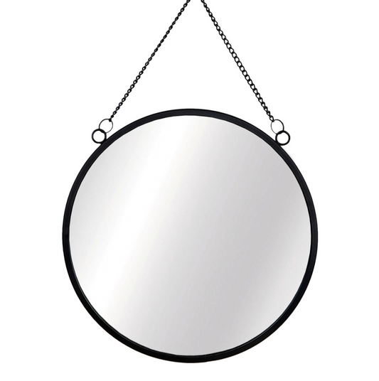 Sass & Belle Jet Black Round Circle Mirror - WanderbugUK