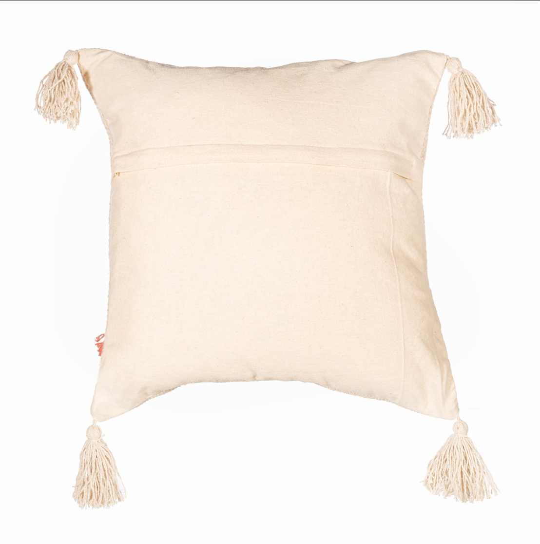 Sass & Belle Earth Rainbow Tassel Tufted Cushion - Cream, Yellow, Peach - WanderbugUK