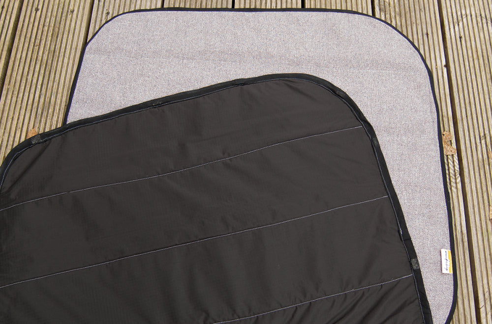 Larger Vans - Rear Barn Door Campervan Window Blind Cover Set - Tweed Anthracite - WanderbugUK