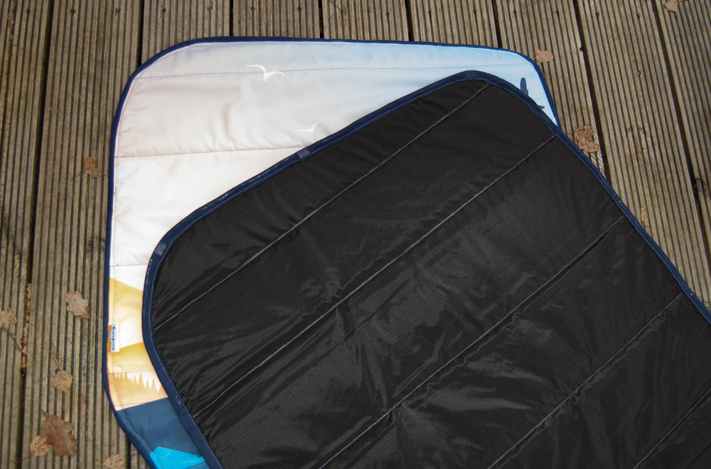 Larger Vans - Rear Barn Door Campervan Window Blind Cover Set - Mountain View - WanderbugUK