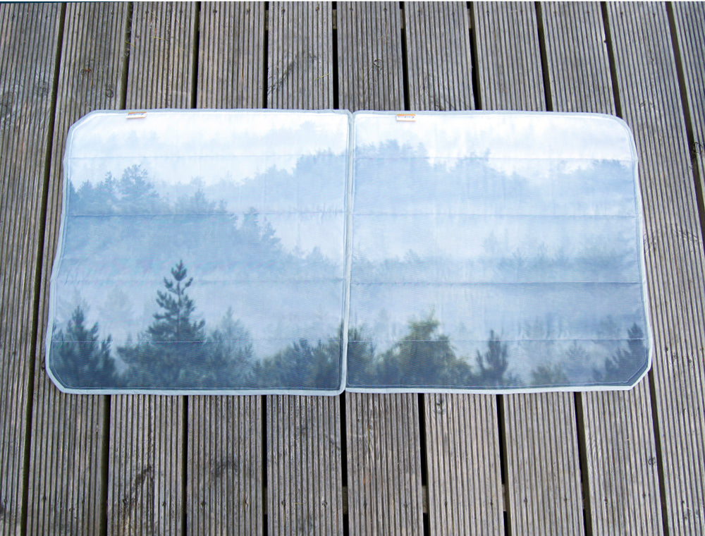 VW Transporter T5 / T6 Rear Side LWB Window Blind Mat Cover Set - Misty Forest - WanderbugUK