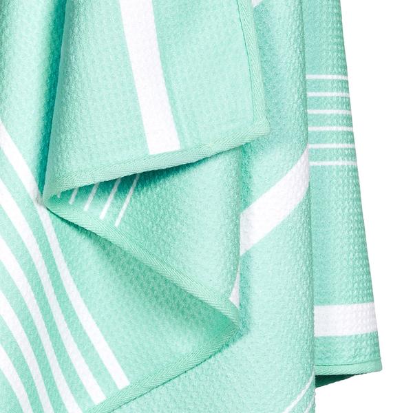 100% Recycled Quick Dry Shower Towel - Mint White Stripe - WanderbugUK