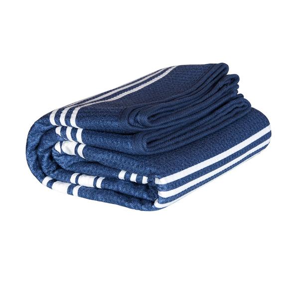 100% Recycled Quick Dry Shower Towel - Navy Stripe - WanderbugUK