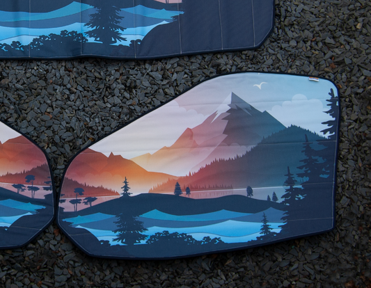 Cab Door Window Cover Pair - Mountain View - WanderbugUK
