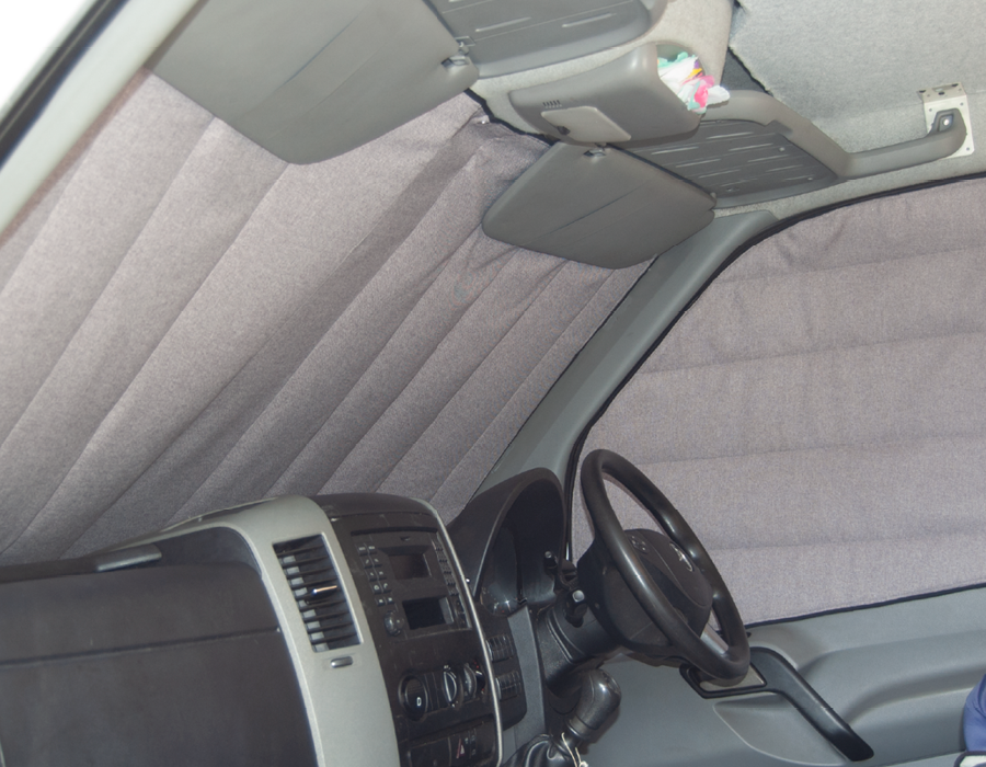 Cab Door Window Cover Pair - Tweed Grey - WanderbugUK