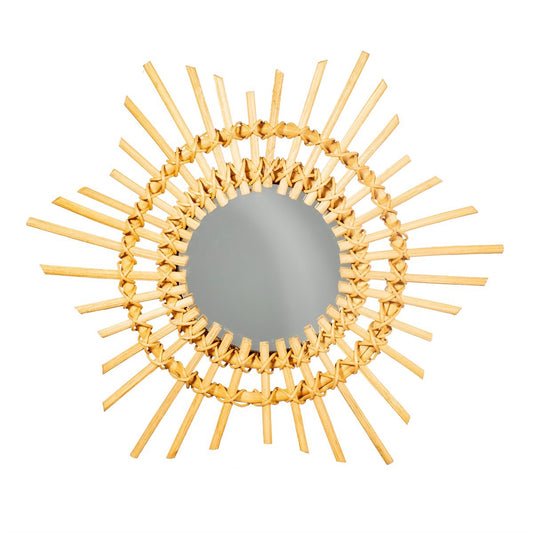Sass & Belle Natural Boho Mini Starburst Rattan Mirror - WanderbugUK