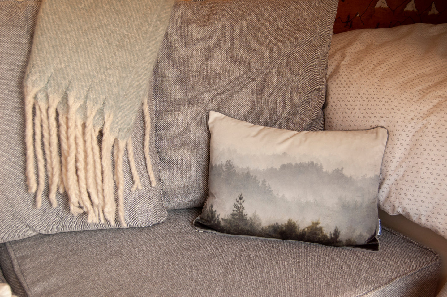 Velvet Cushion cover / Storage pods - Misty Forest - WanderbugUK