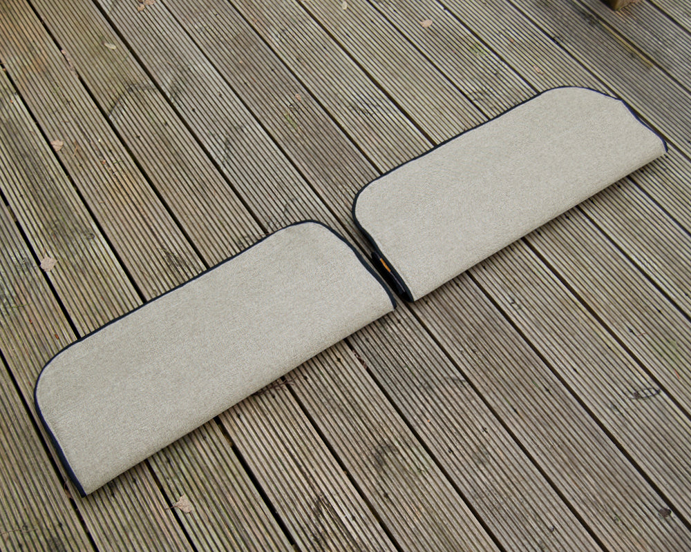 READY TO SHIP - 1 x Tweed Cream Relay Boxer Ducato - Rear Barn Door Campervan Window Blind Cover Set