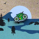MTB Mountain Biking Birthday Card with keepsake Enamel Pin Badge - WanderbugUK