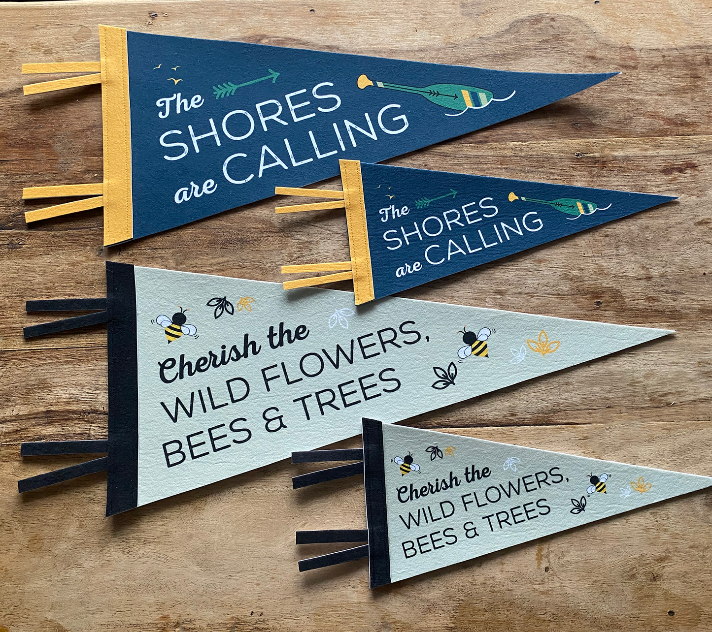 Wild flower bee felt pennant banner and Paddle sports canoe SUP felt pennant banner