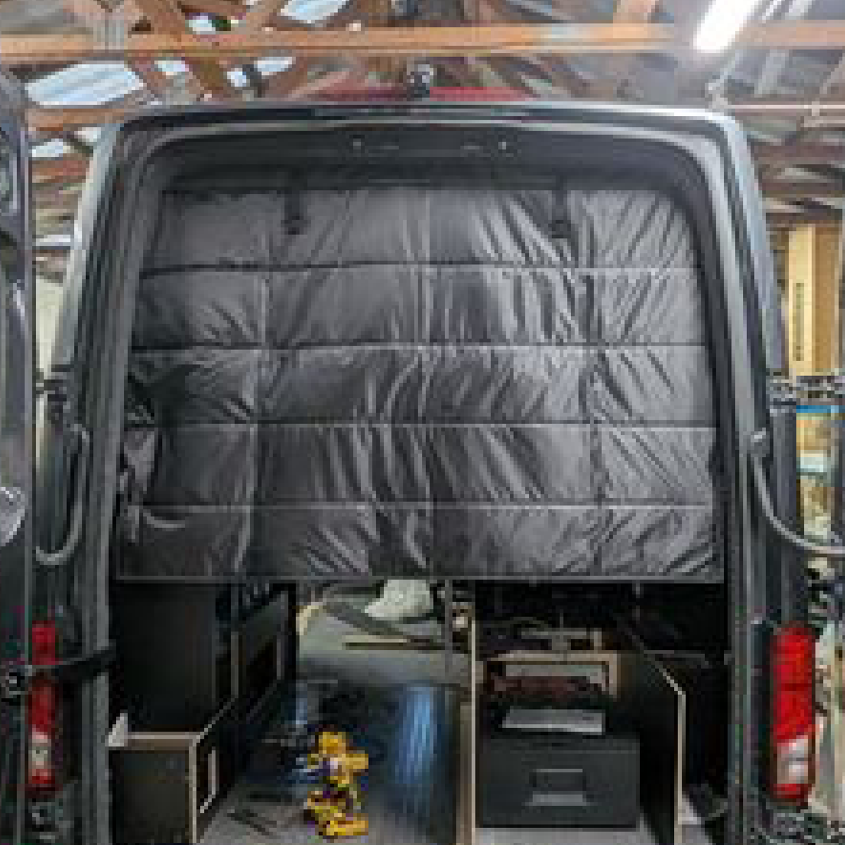Campervan thermal hand made rear waterproof screen curtain panel roll up
