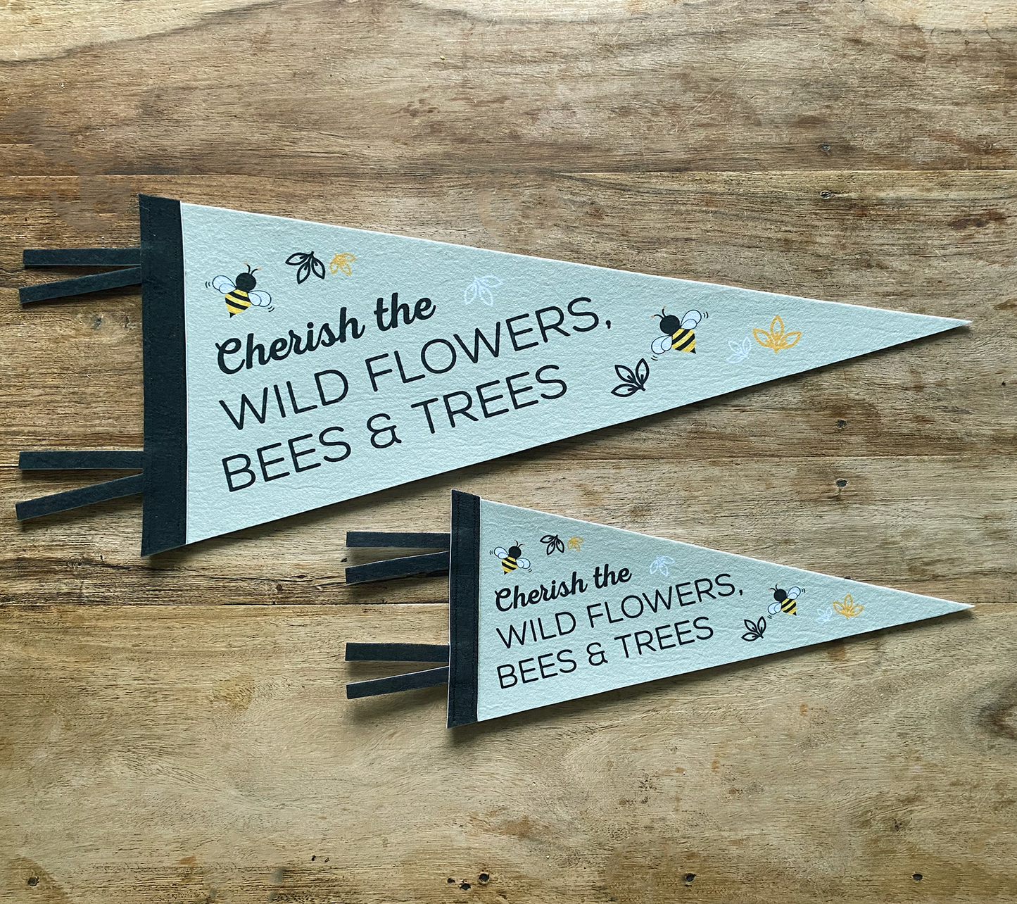 Wild flower bee felt pennant banner