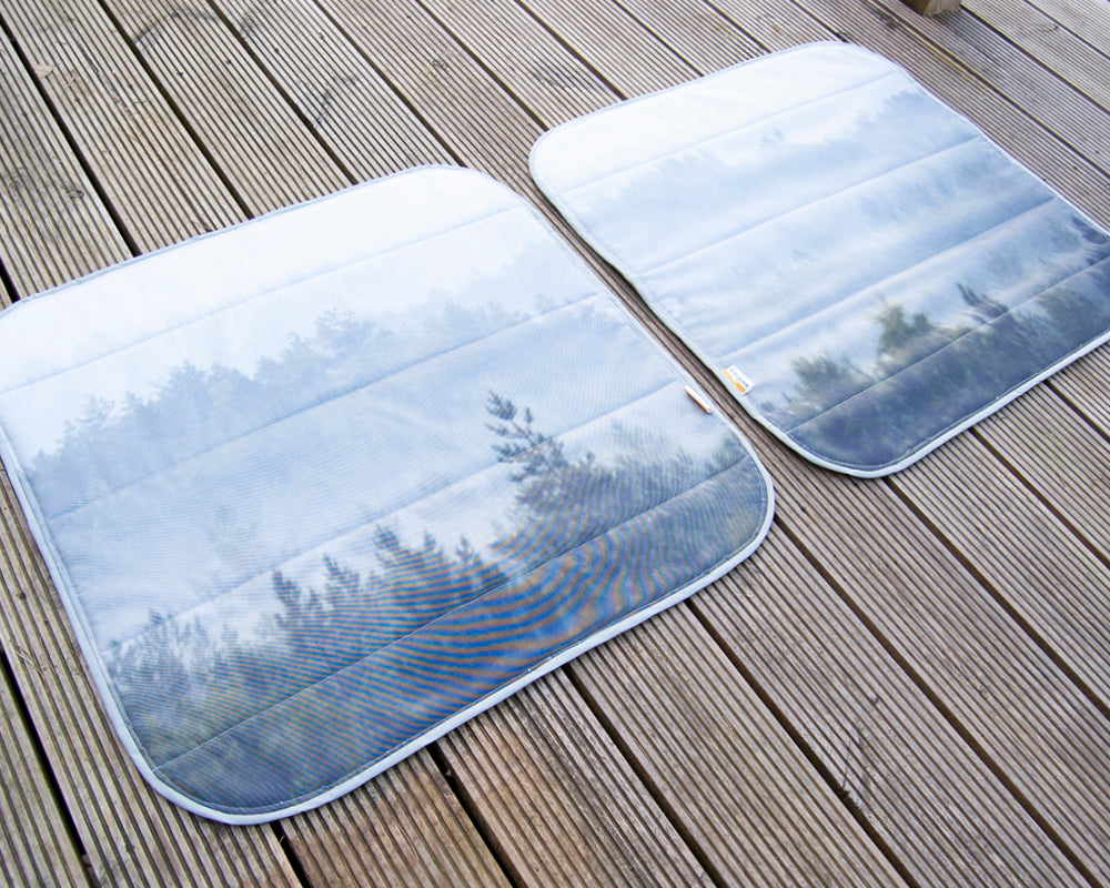 Ducato Relay Boxer Ram Promaster Rear Barn Door Window Blind Mat Cover Set - Misty Forest - WanderbugUK