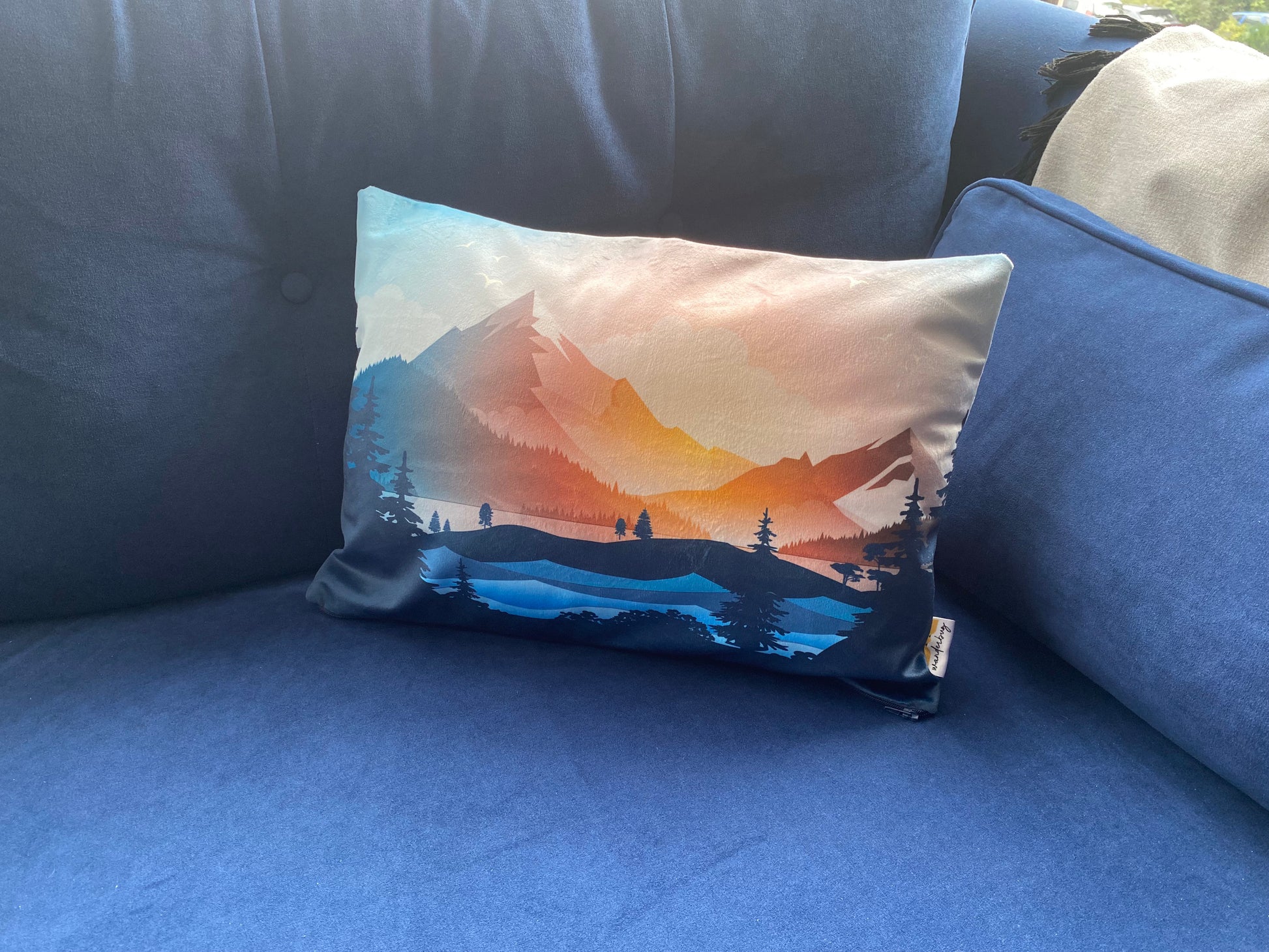 Velvet Cushion cover / Storage pods - Mountain View - WanderbugUK