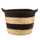 Sass & Belle Black Rope & Grass Stripe Storage Basket - WanderbugUK