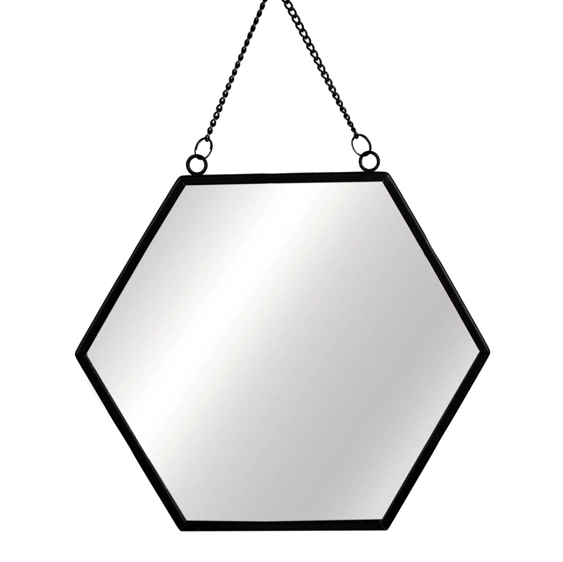 Sass & Belle Jet Black Hexagon Mirror - WanderbugUK