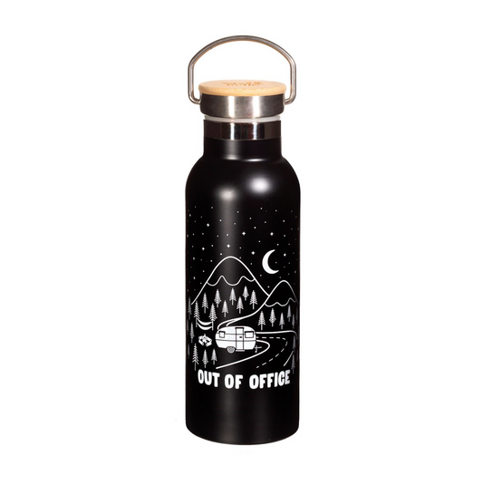 Sass & Belle Out of Office Stainless Steel Water Bottle Black - WanderbugUK