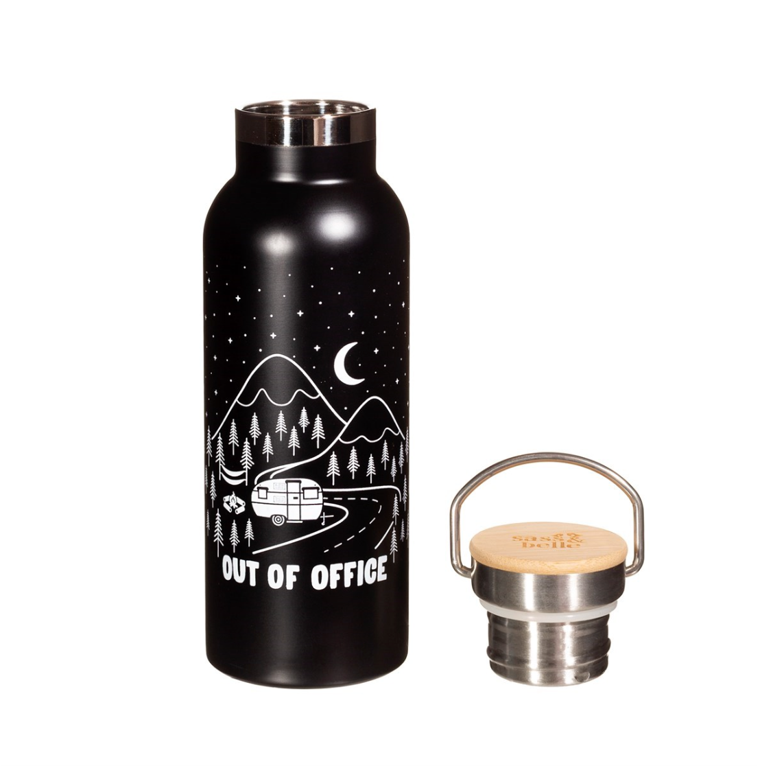 Sass & Belle Out of Office Stainless Steel Water Bottle Black - WanderbugUK