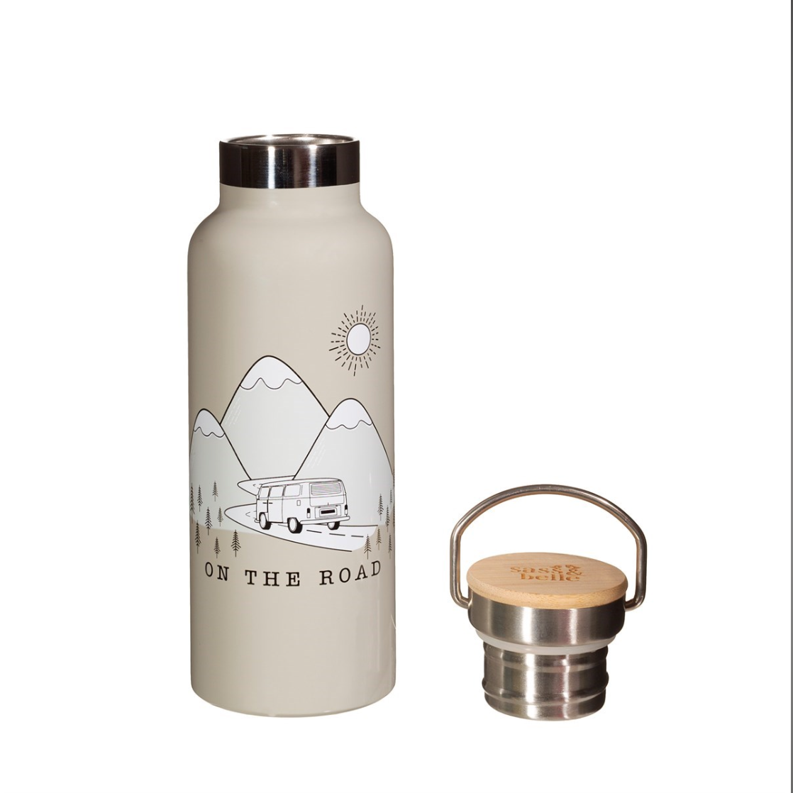 Campervan Gift Box Set - Sass & Belle Water Bottle and Thermal Food Flask & Keyring bundle - WanderbugUK