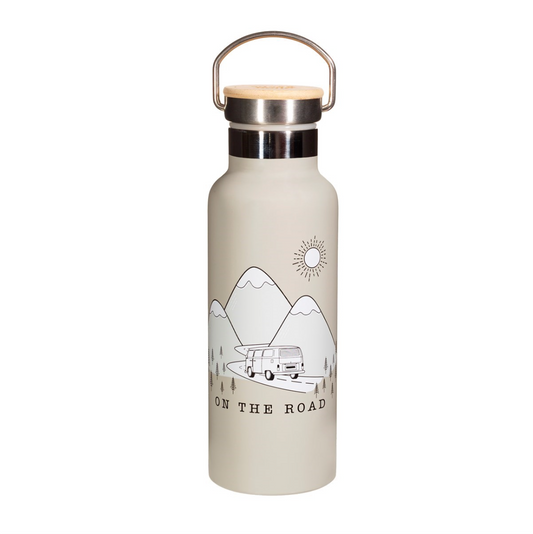 Sass & Belle On The Road Stainless Steel Water Bottle Grey - WanderbugUK