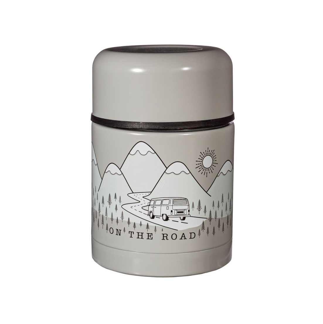 Sass & Belle On the road Stainless Steel Food Flask Container Grey - WanderbugUK