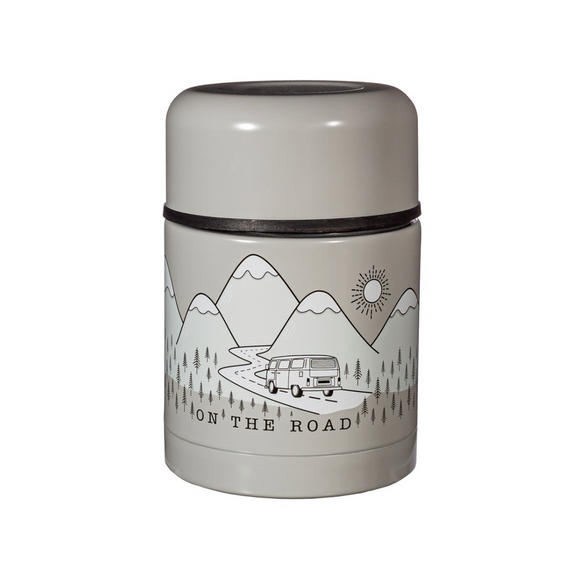 Sass & Belle On the road Stainless Steel Food Flask Container Grey - WanderbugUK