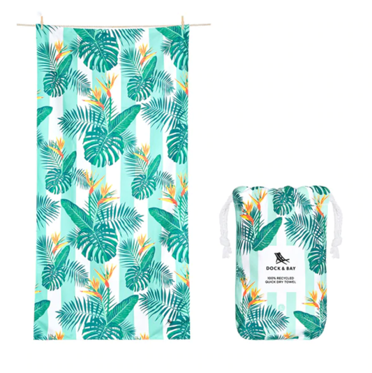 100% Recycled Dock & Bay Quick Dry Travel Towel - Botanical - Perfect Paradise - WanderbugUK