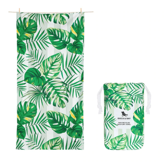 100% Recycled Dock & Bay Quick Dry Travel Towel - Botanical - Palm Dreams - WanderbugUK