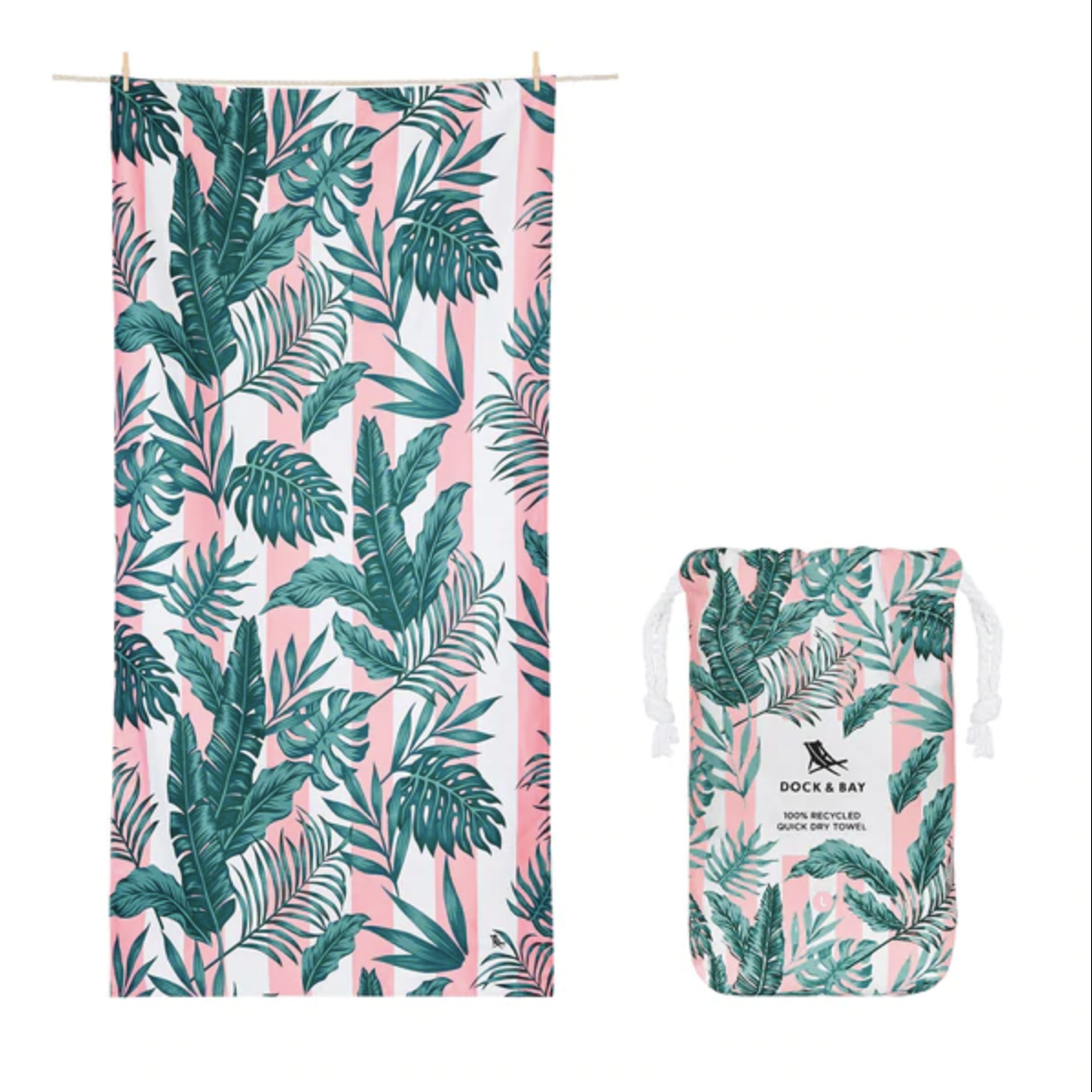 100% Recycled Dock & Bay Quick Dry Travel Towel - Botanical - Banana Leaf Bliss - WanderbugUK