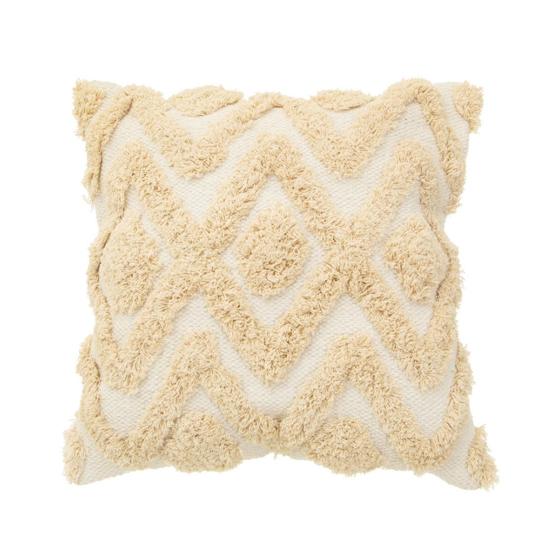 Sass & Belle Scandi Blanca Diamonds Tufted Cushion - White/Ivory/Cream - WanderbugUK