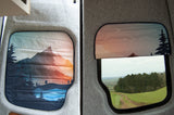 Larger Vans - Rear Barn Door Campervan Window Blind Cover Set - Mountain View - WanderbugUK