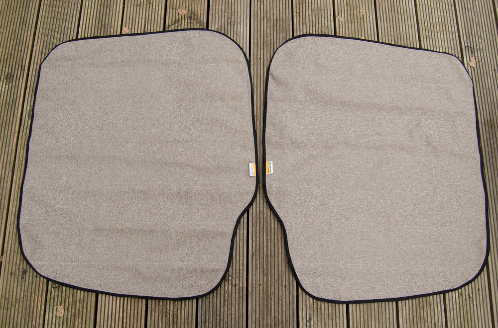Large Vans - Rear Barn Door Campervan Window Blind Cover Set - Tweed Cream - WanderbugUK